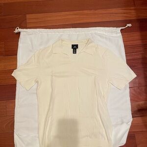 H&M Men's Short Sleeve Polo in Light Cream
